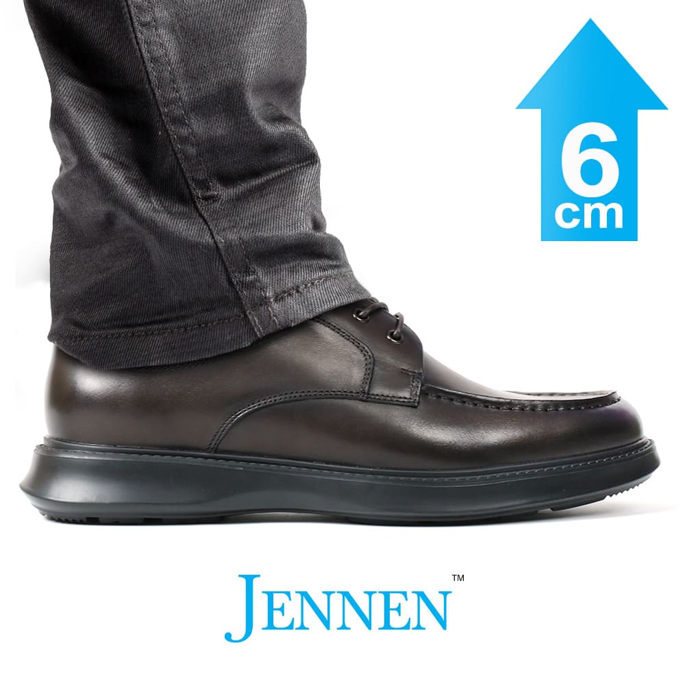 Mr. Waten 6cm | 2.4 inches Brown Leather Laced Height Increasing Formal Shoes