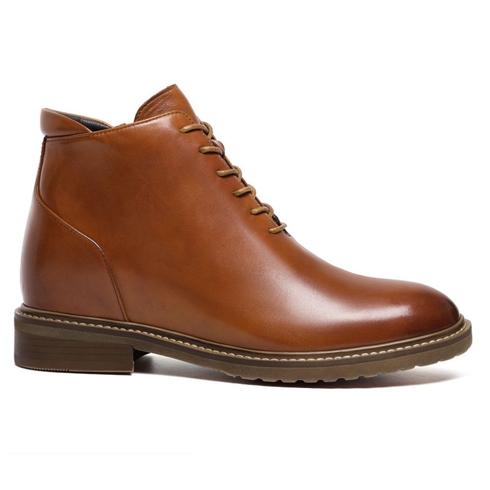 Mr. Barnett Brown 8cm | Handcrafted Gentleman’s Lace-Up Boots (3.2")