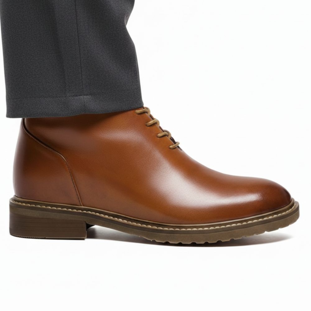 Mr. Barnett Brown 8cm | Handcrafted Gentleman’s Lace-Up Boots (3.2")