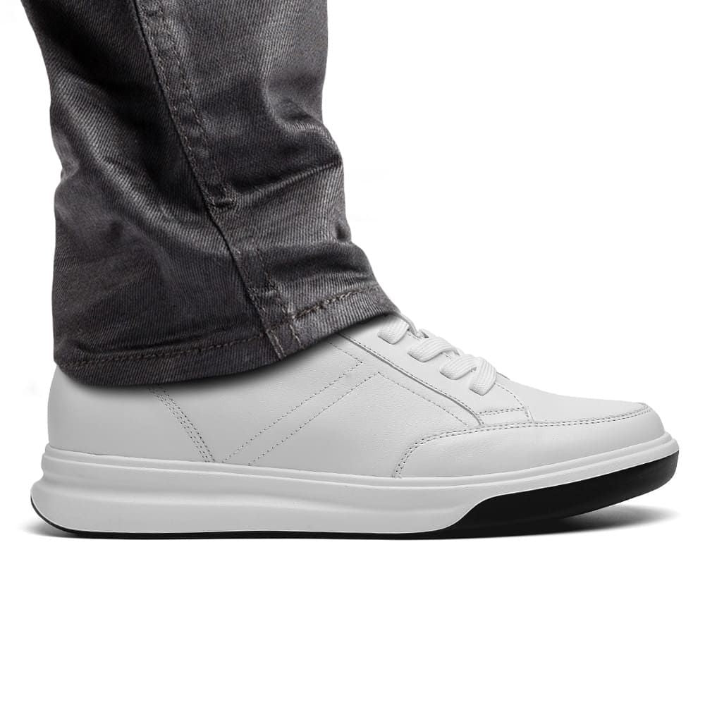 Mr. Federer 7cm | 2.8 inches White Elevated Casual Sneakers for Men
