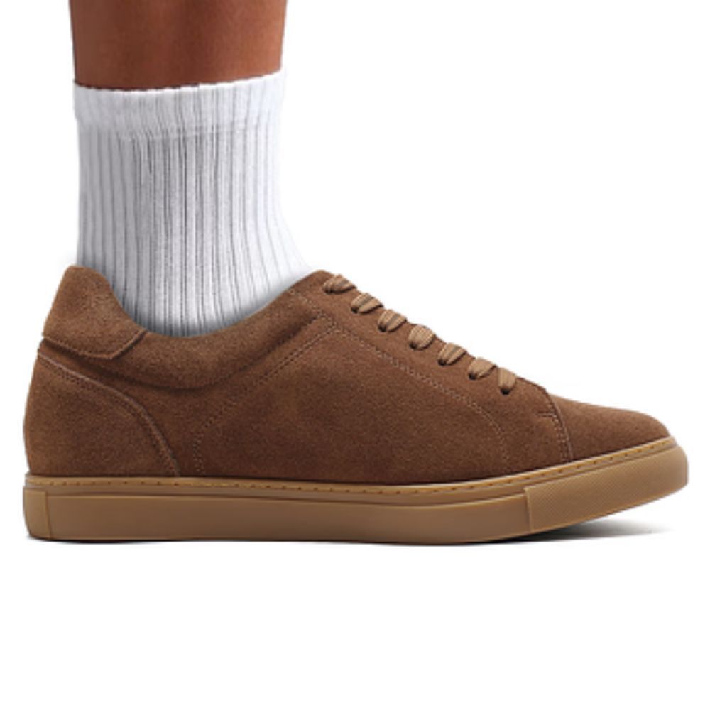 Mr. Jackie 7cm | 2.8 inches Brown Taller Casual Suede Sneakers