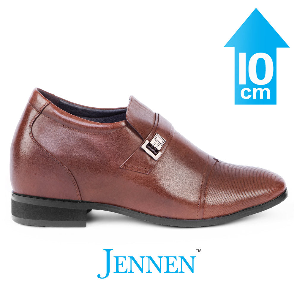 Mr. Janacek Brown | 10cm Taller - Cuban Heel Men's Elevator Shoes