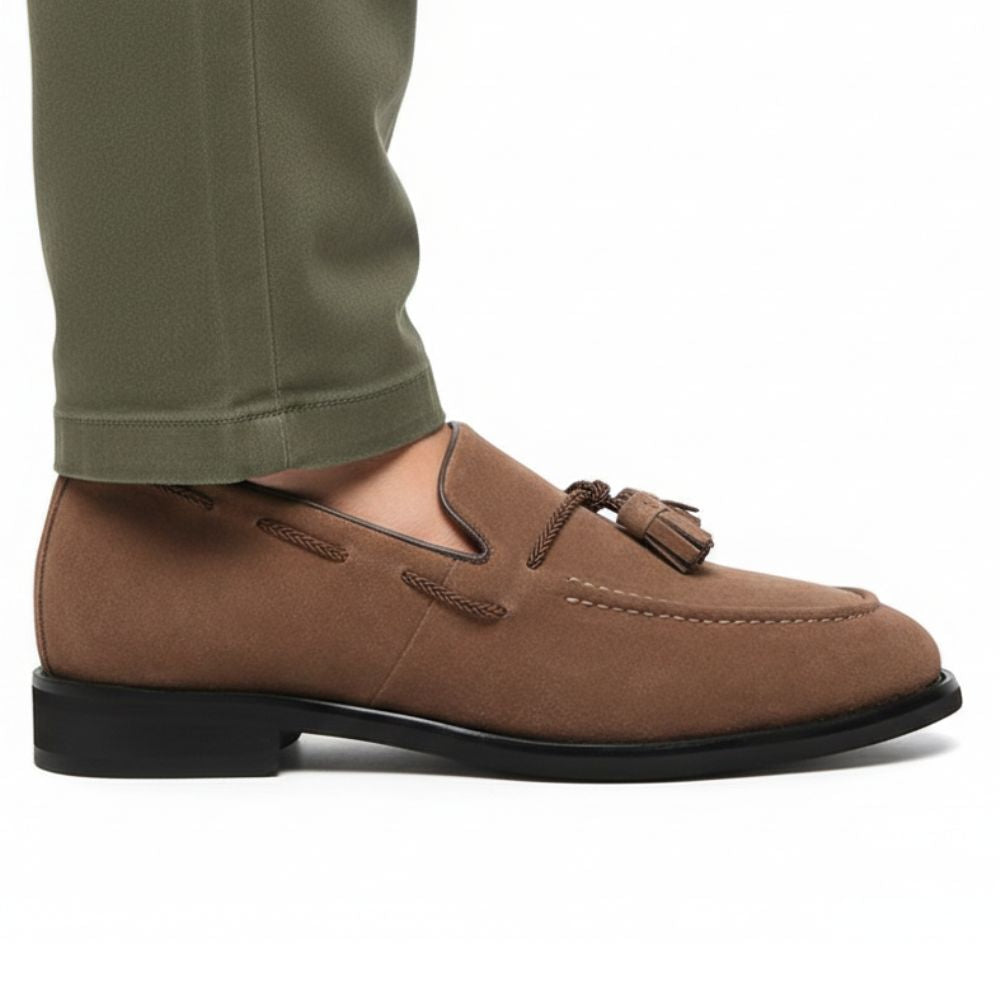 Mr. Ehnes Brown 6cm | Suede Slip-On Dress Shoes (2.4")