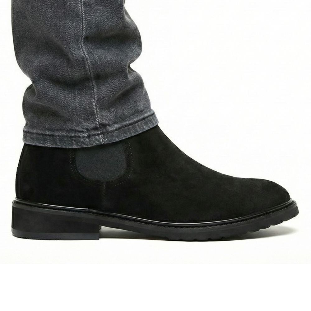 Mr. Tognetti Suede Black 7cm | Luxury Suede Platform Boots (2.8")