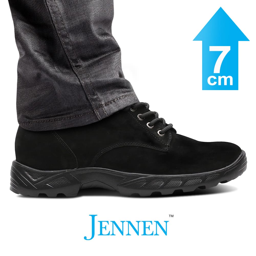 Mr. Nepal Black 7cm | 2.8 inches Tall Desert Hiking Style Boots Lift Heels