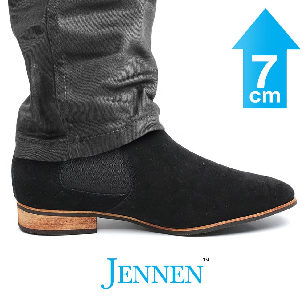 Mr. Norris Black 7cm | 2.8 inches Taller Black Suede Men Elevated Boots