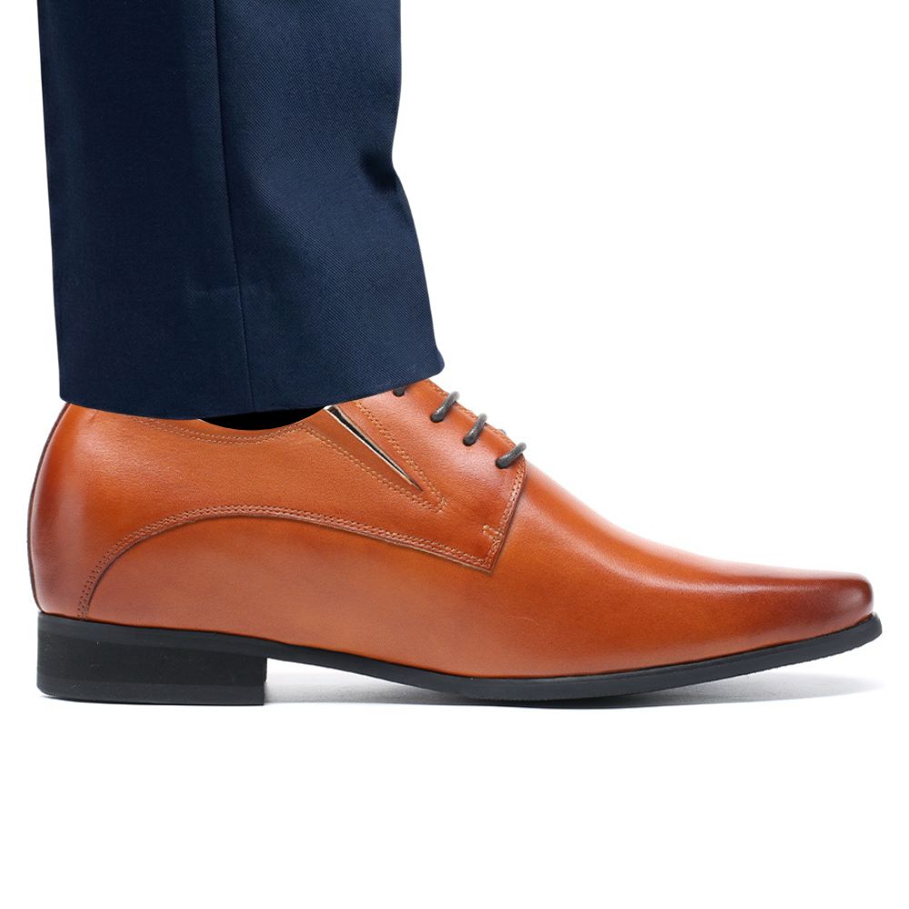 Mr. Parkinson Tan 8cm | Executive Elevator Formal Shoes (3.2")
