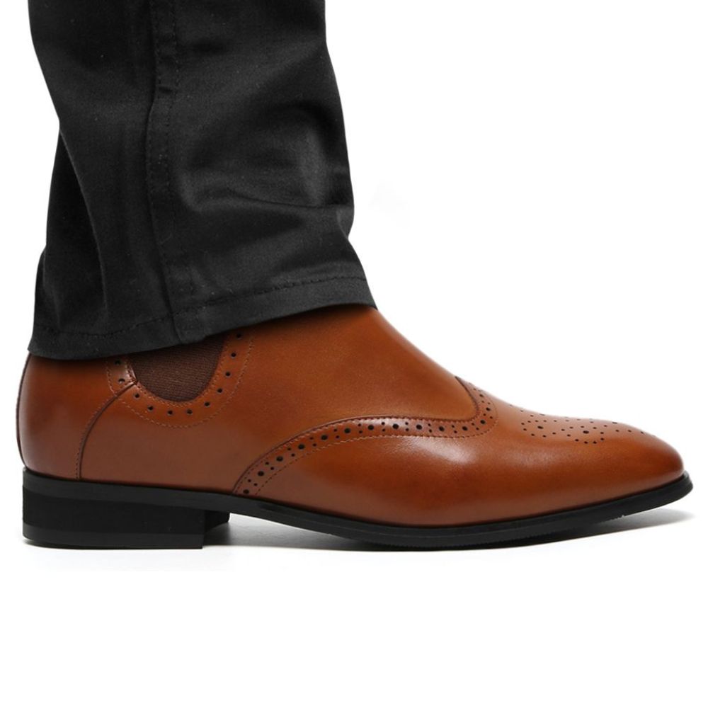 7.5cm Chelsea Brown Boots for Men