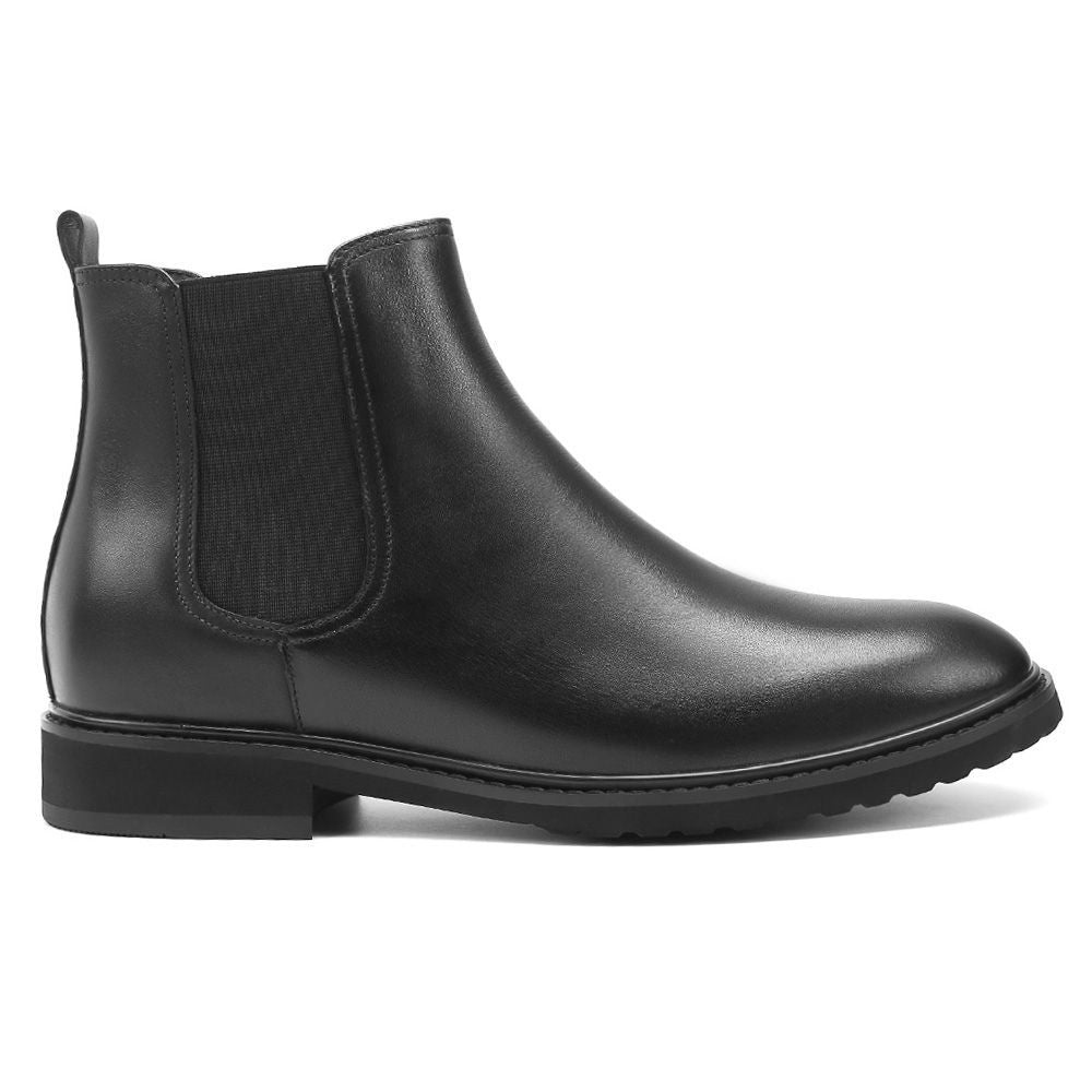 Mr. Tognetti 7cm | 2.8 inches All-Black Leather Height Increasing Boots