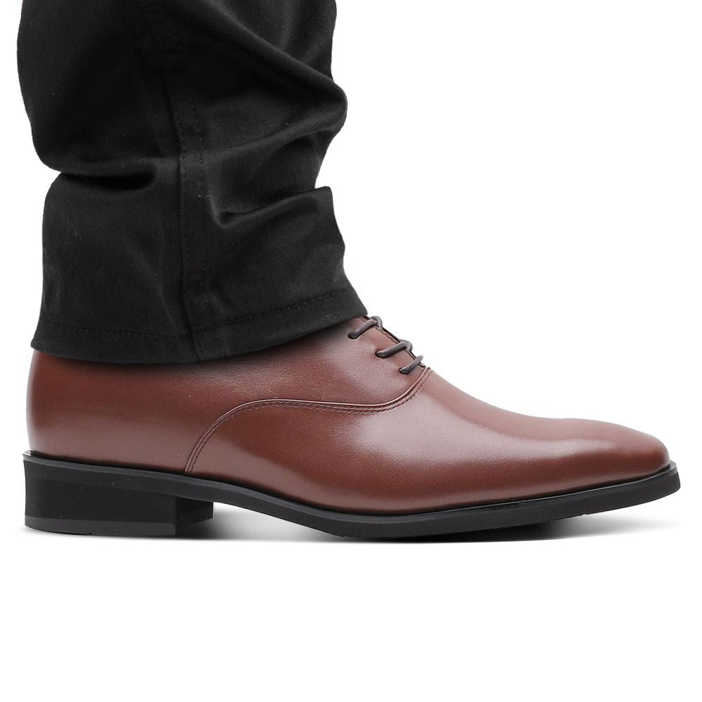 7cm Taller Classic Brown Dress Elevator Men Shoes