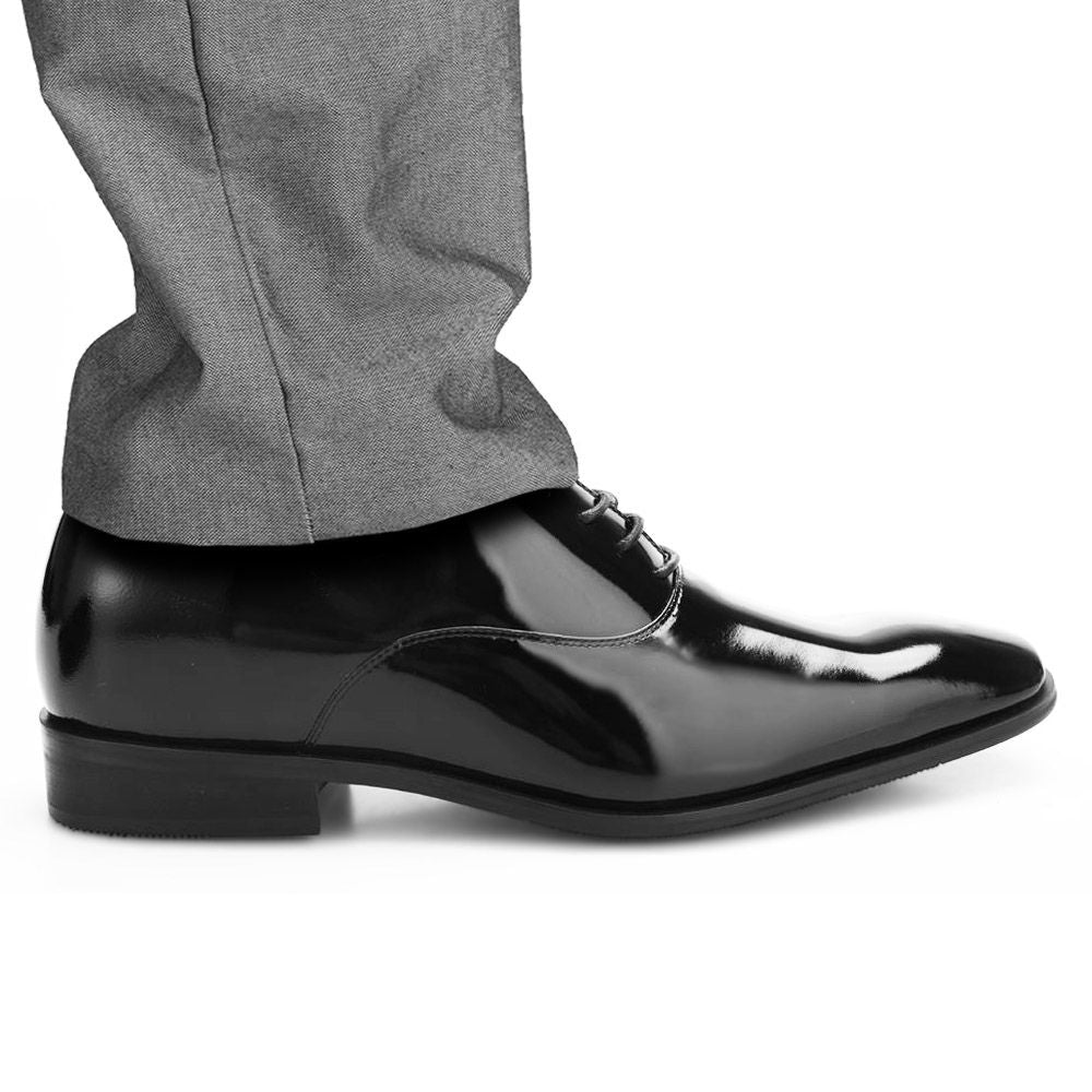 7cm Talller Black Patent Formal Height Booster Men Shoes