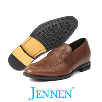 Mr. Deaton 7cm | 2.8 inches Men's Brown Slip-On Leather Shoes