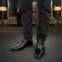 Mr. Webern Patent 7cm | 2.8 inches Taller Shiny Tuxedo Shoes