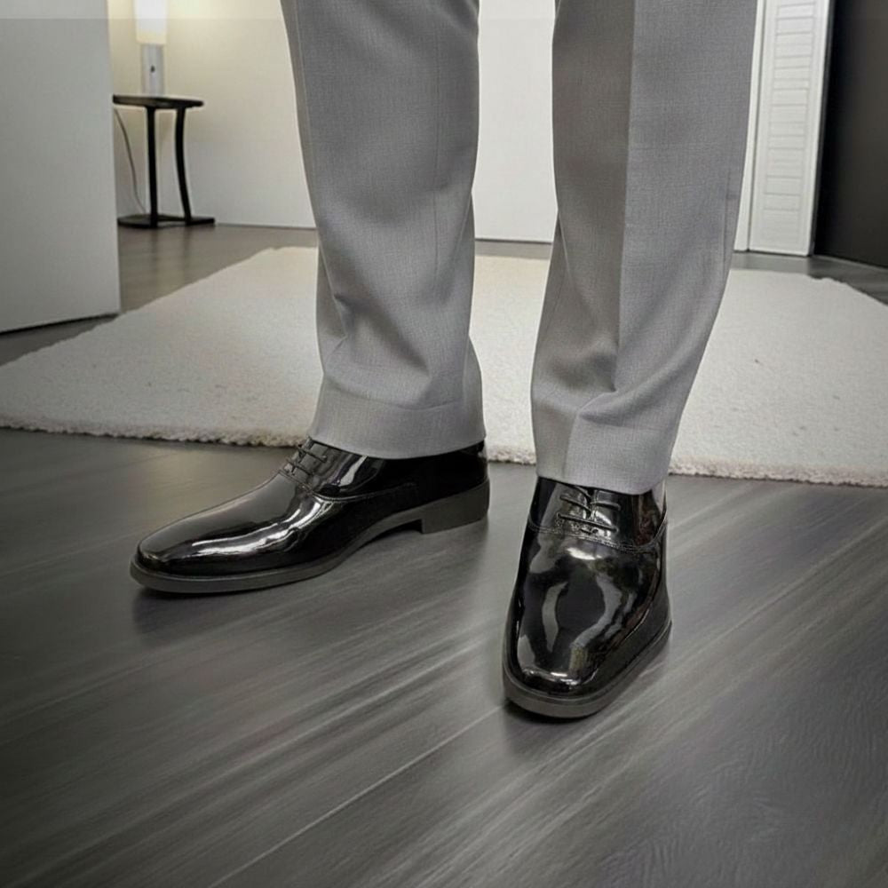 Mr. Webern Patent 7cm | 2.8 inches Taller Shiny Tuxedo Shoes