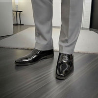 Mr. Webern Patent 7cm | 2.8 inches Taller Shiny Tuxedo Shoes