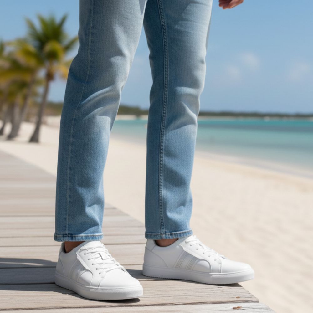 Mr. Sacil Beta White 6cm | 2.4 inch Taller Men's Gym Style Shoes Height