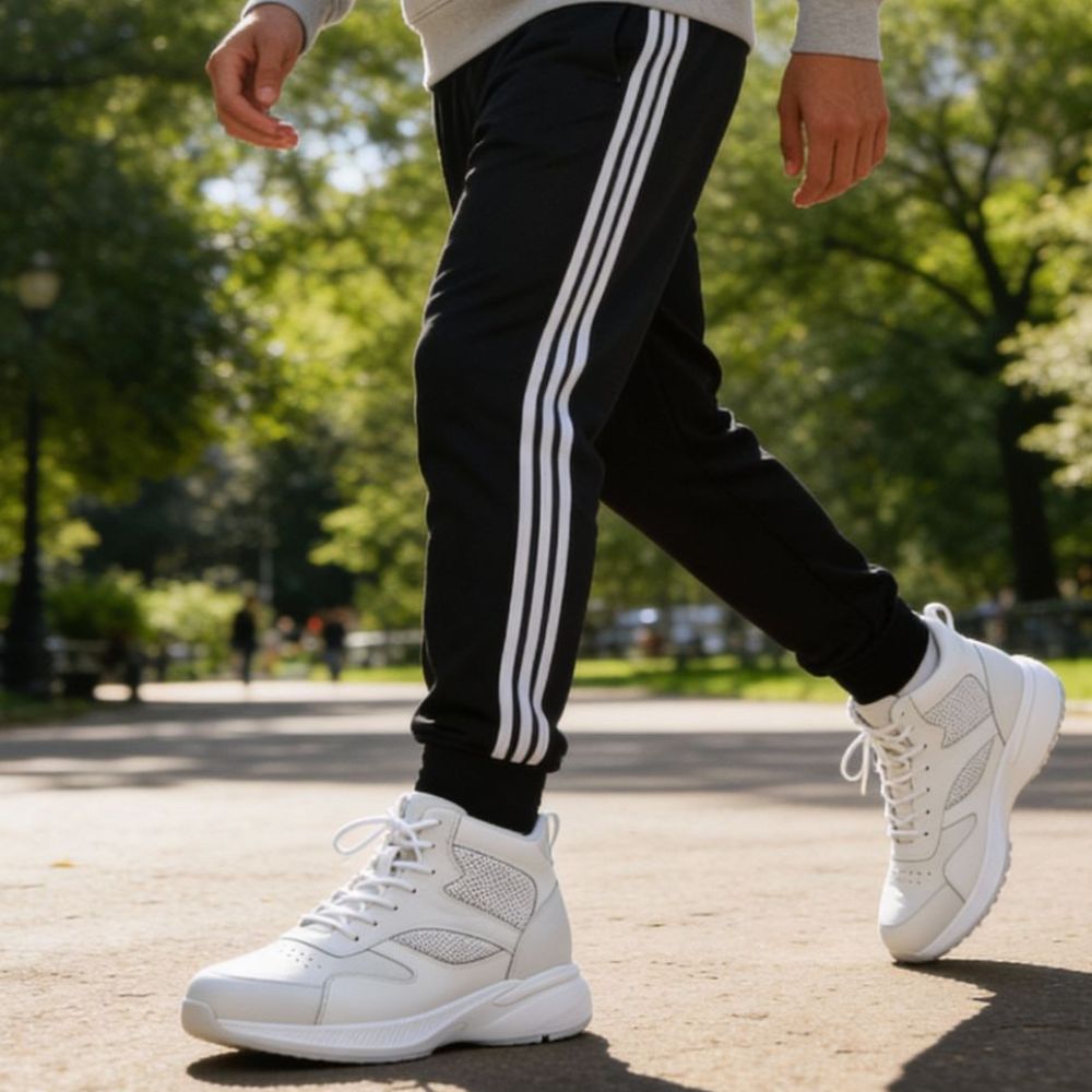 Mr. Pippen 8cm | 3.2 inches Classic White Leather Casual Elevator Sneakers