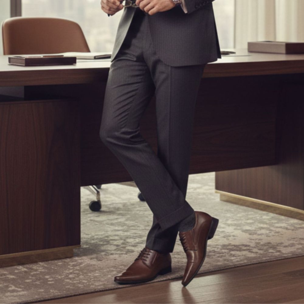 Mr. Parkinson Brown Vegan 8cm | 3.2 Inches Taller Formal Heeled Shoes