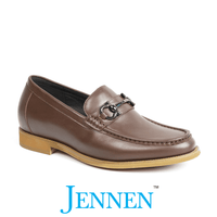 Mr. Gibson 7cm | 2.8 inches Stylish Slip On Brown Leather Elevator Shoes