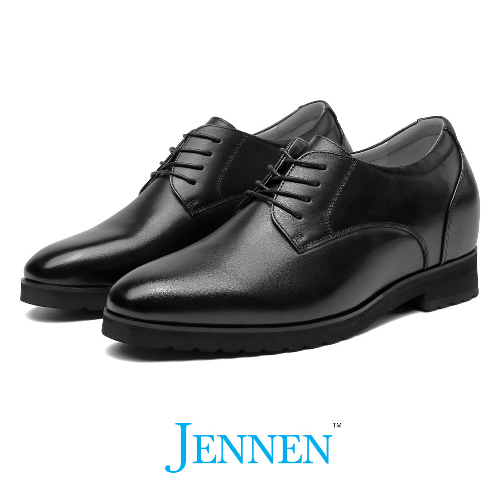 Black Business Height Boosting Shoes with Heels