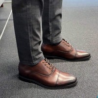 Brown elevator dress shoes with 7cm height