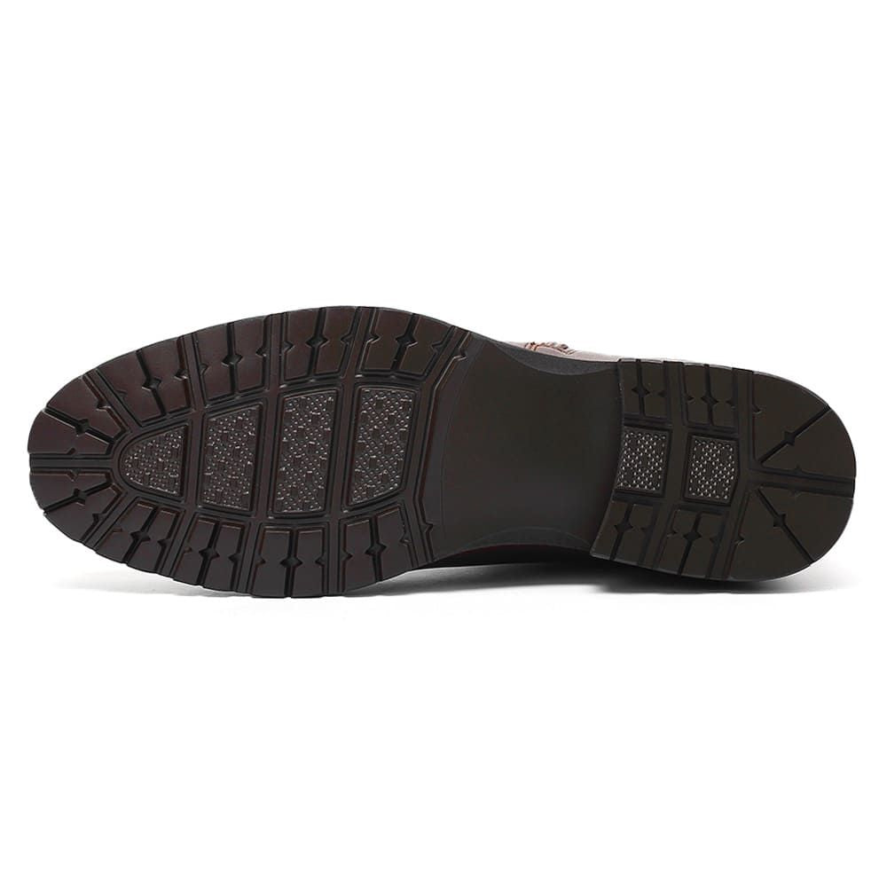 Brown leather men's boots 8cm taller outsoles