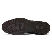 Brown leather men's boots 8cm taller outsoles