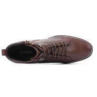 Brown leather men's boots 8cm taller top view