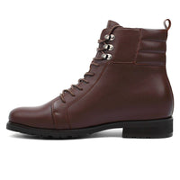 Brown leather men's boots 8cm taller side view