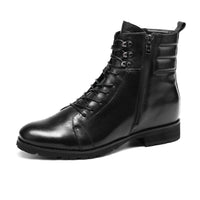 Black men's stylish elevator footwear 8cm height increase side view