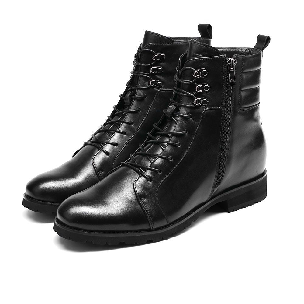 Black men's stylish elevator footwear 8cm height increase
