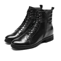 Black men's stylish elevator footwear 8cm height increase