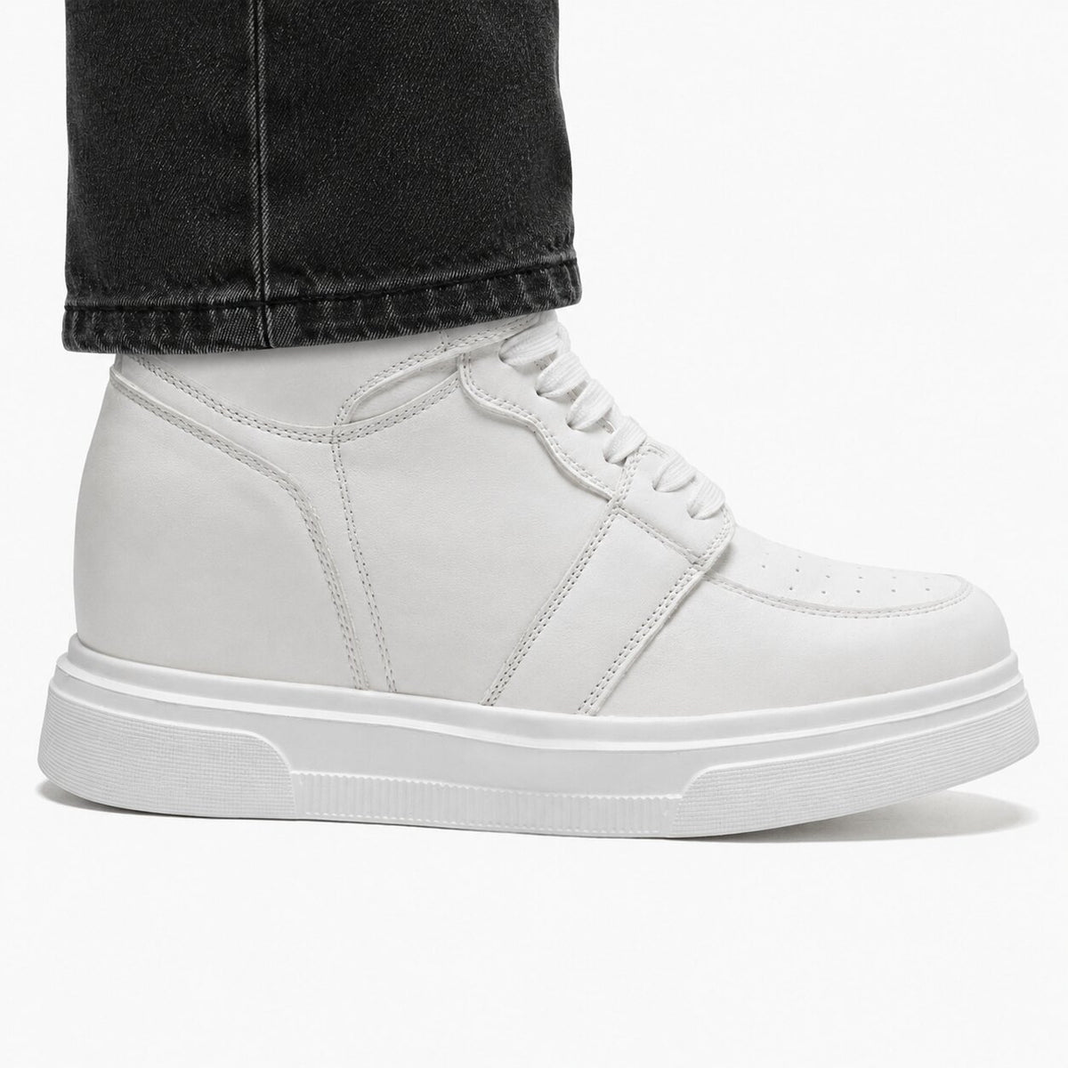 Mr. Alex White 10cm | Height-Increasing Leather Sneakers (4")