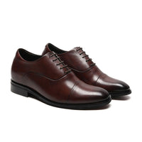 Pair of brown leather dress shoes  7cm taller  formal style with hidden heel