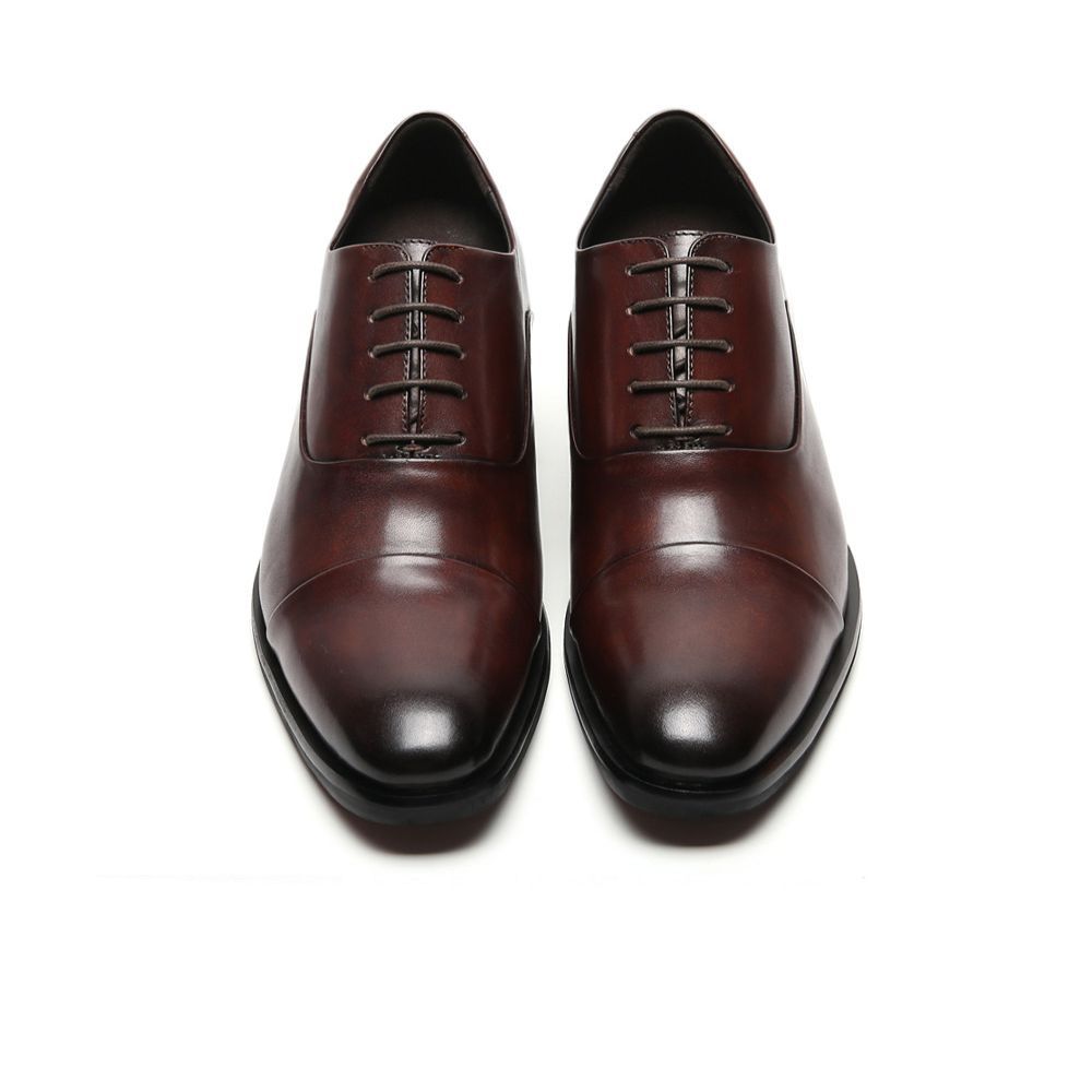 Pair of brown dress shoes 7cm taller for formal or casual occasions