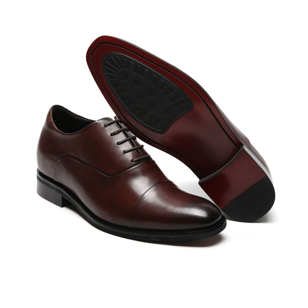 Brown dress shoes with black soles  7cm taller Formal Hidden Heel Footwear