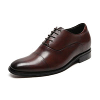 Brown leather dress shoe 7cm taller  formal elevator footwear for special occasions