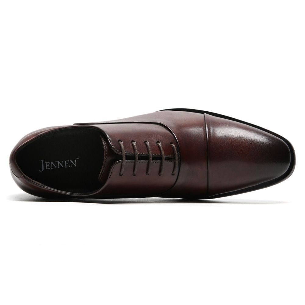 Brown dress shoe with  7cm height increasing insoles