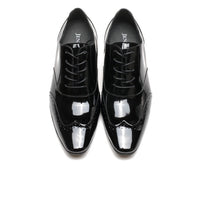 Pair of black patent leather shoes  7cm height top view