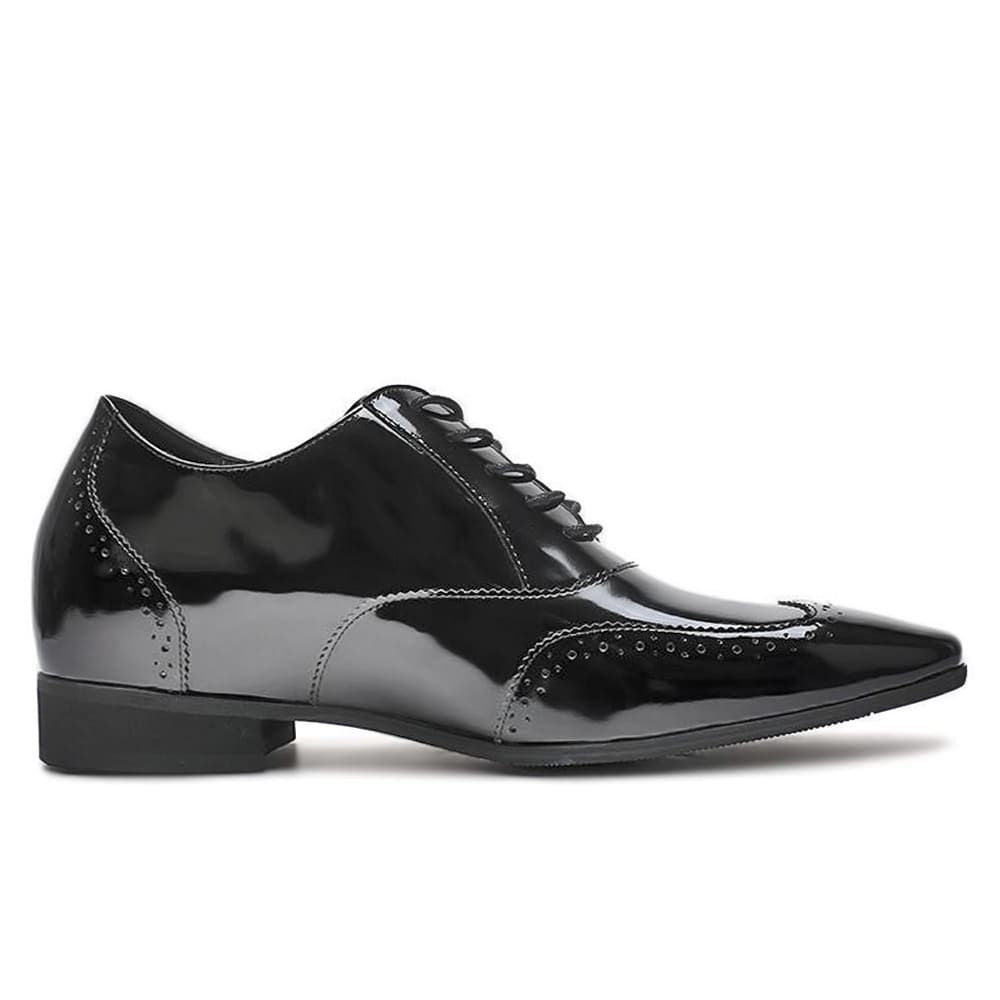  7cm taller Black patent leather  formal elevator footwear for special occasions