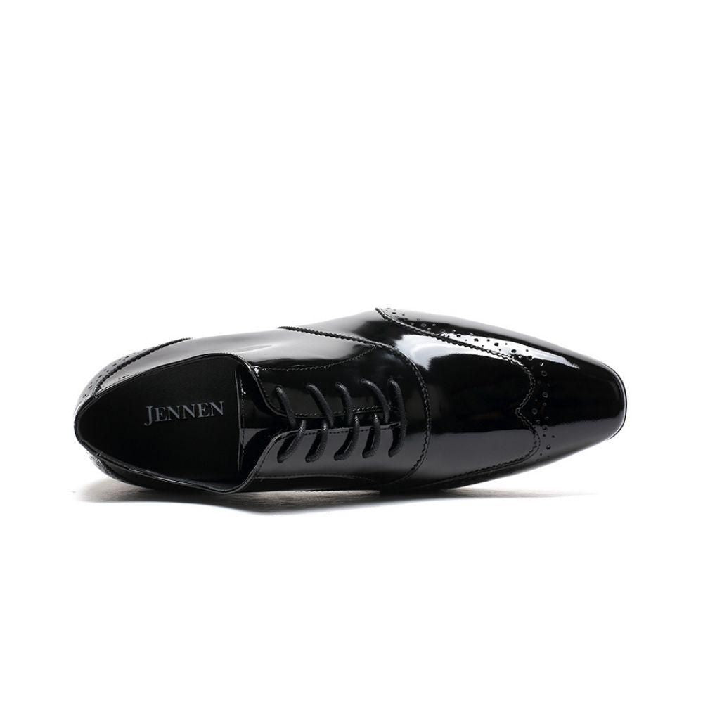 Black shiny leather shoe 7cm hidden height