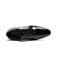 Black shiny leather shoe 7cm hidden height