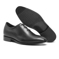Matte Black leather formal shoes with 7cm hiddeln height