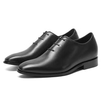 Pair of black leather dress shoes  7cm taller for wedding events