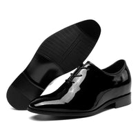 7cm Black patent leather men's dress shoes with hidden height