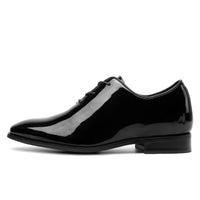 Black patent leather  elegant elevator footwear for formal events