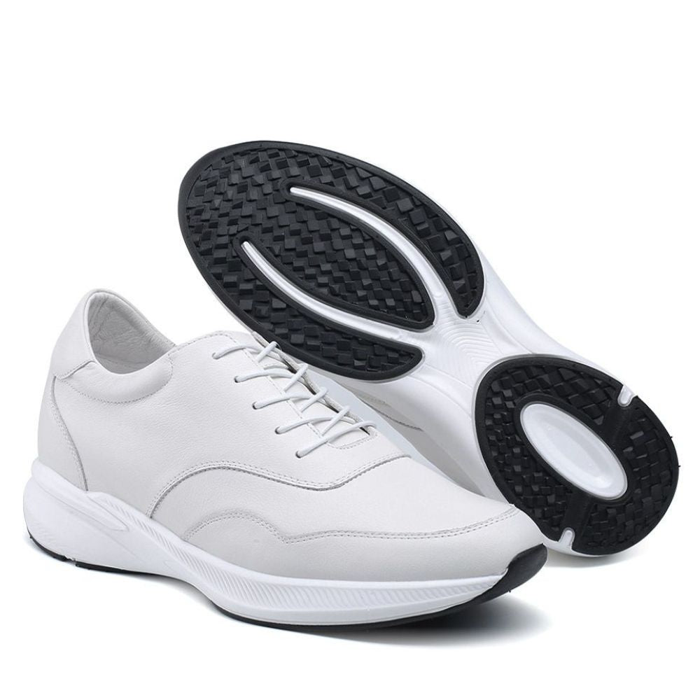White athletic shoe with 7cm height increase for men