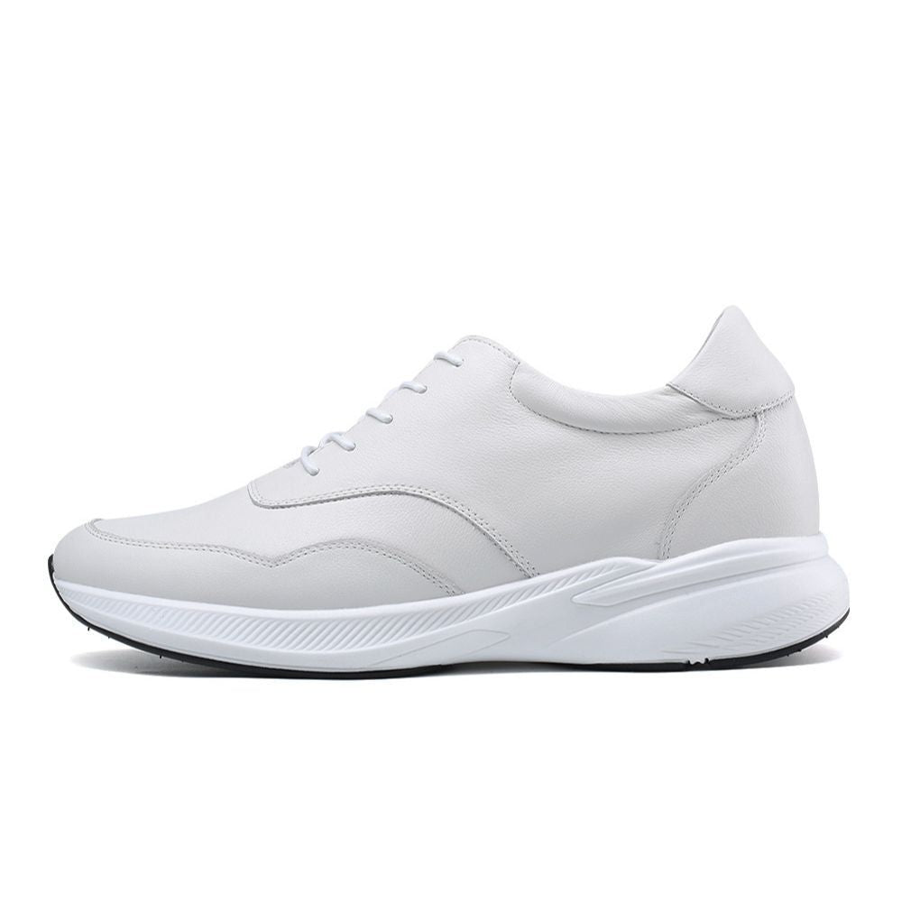 White casual men's sneakers  7cm taller