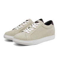 Pair of Beige sneakers with 7cm height increasing everyday shoes for men