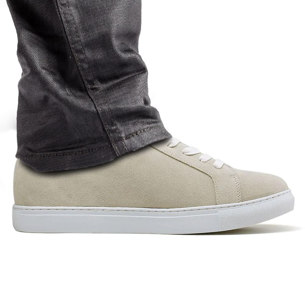 Mr. Banksy Beige 7cm | 2.8 inches Height Increasing Suede Sneakers for Men